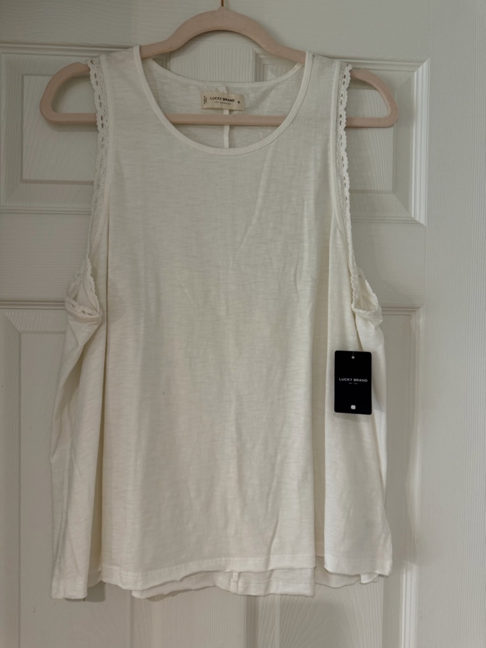 Lucky Brand Cream Lace-Trim Tank Top NWT
